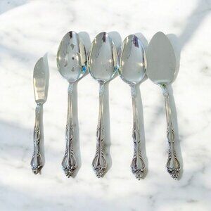5 Serving‎ Pcs Royal Baroque Imperial USA Stainless Flatware Silverware Spoons